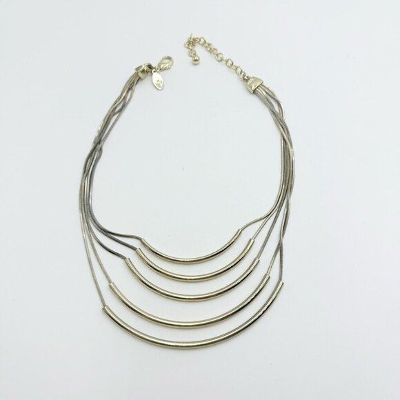 Chico’s Silver Tone Chain Multi Layered Necklace - Picture 6 of 8